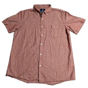Wool & Prince Shirt Mens L Red Wool Linen Short Sleeve Button Down Regular Fit